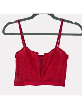 Victoria's Secret Very Sexy Unlined Strapless Bra Womens Small Red Lace
